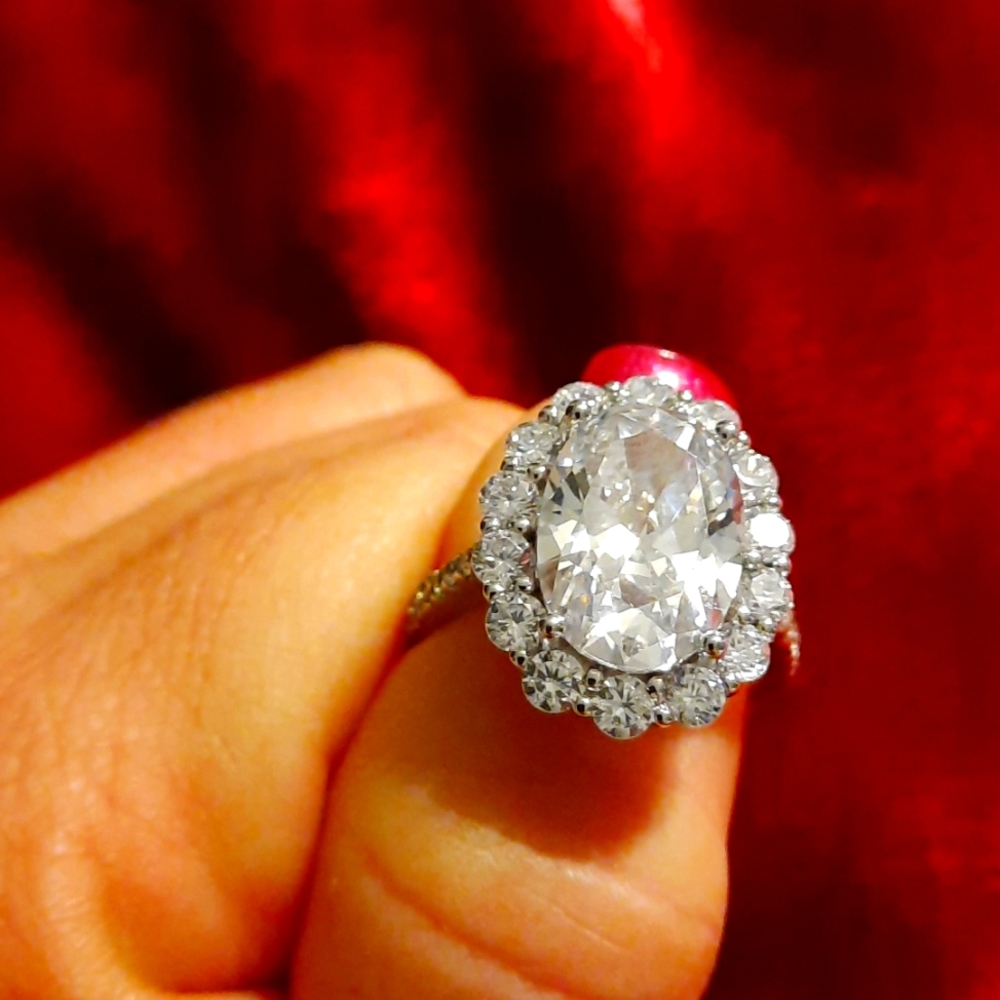 Gorgeous Faux Faceted Diamond Ring, 9 ct. Total, Size 7,  Stainless Steel....